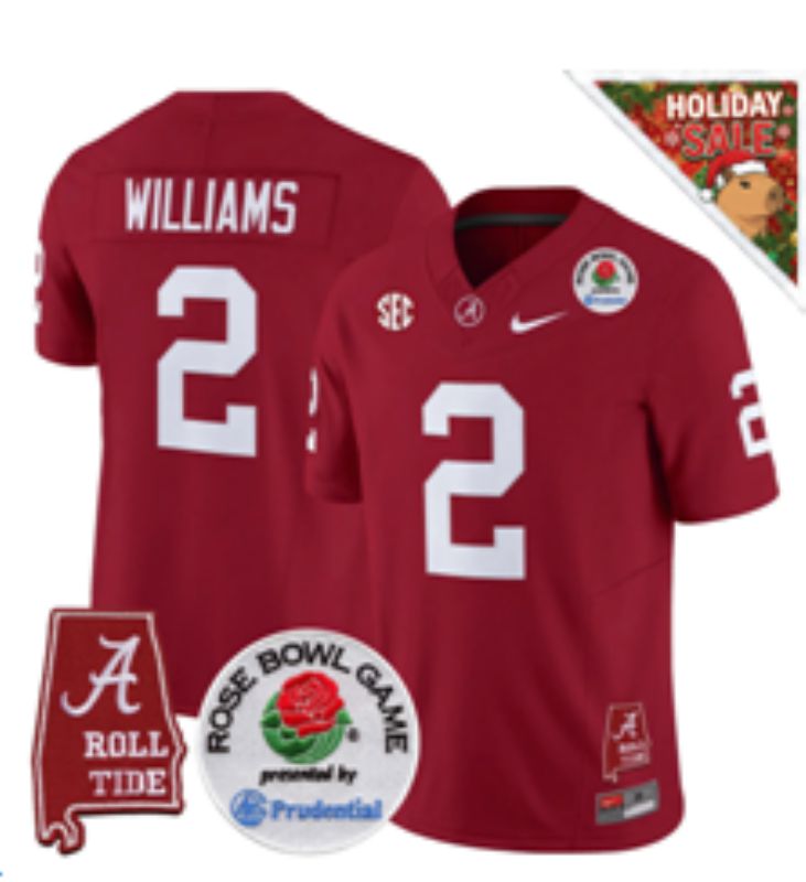 Men Alabama Crimson Tide #2 Williams red Nike 2026 NCAA Jersey 02